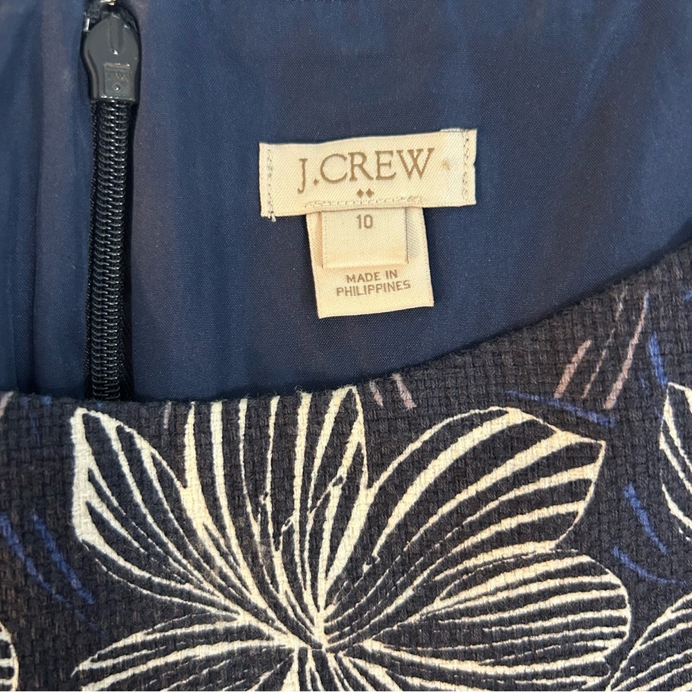 J. Crew Navy Floral Midi Sheath Dress sz 10 Career Feminine Retro “Mad Men” - Picture 6 of 11